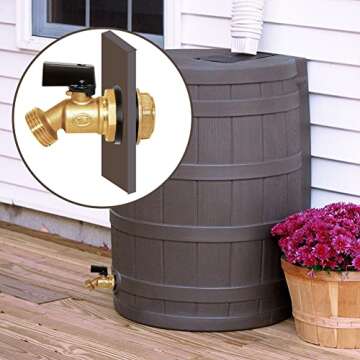 Joywayus Brass Water Container/Rain Barrel Spigot 3/4" Threaded Quarter Turn Ball Valve with Bulkhea...