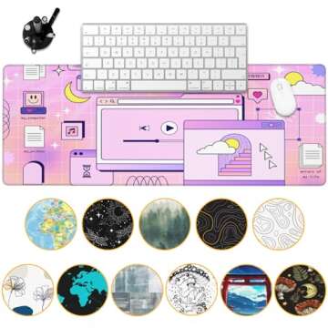 Uiaoiais Gaming Mouse Pad,Kawaii Cute Vaporwave Window Desk Pad,31.5"X15.7" Extended Gaming Mouse Pa...
