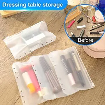 QiXin 60pcs A6 Binder Pockets 6 Holes Zipper Folders Clear PVC Card Loose Leaf Bags Cash Envelopes for Budgeting Binder Waterproof Document Filing Bags for 6 Ring Notebook Planner Inserts