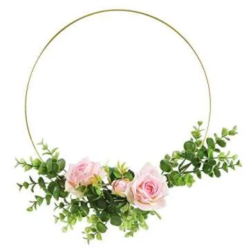 Sntieecr 2 Pack 14 Inch Large Metal Floral Hoop Wreath Macrame Gold Craft Hoop Rings for Making Home Decorations, Wedding Wreath Decor, Dream Catcher and DIY Wall Hanging Crafts