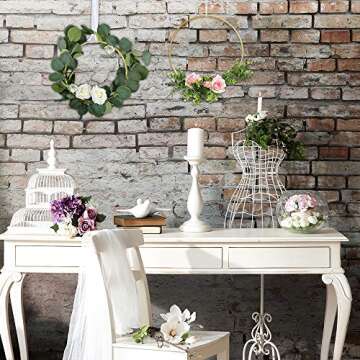 Sntieecr 2 Pack 14 Inch Large Metal Floral Hoop Wreath Macrame Gold Craft Hoop Rings for Making Home Decorations, Wedding Wreath Decor, Dream Catcher and DIY Wall Hanging Crafts