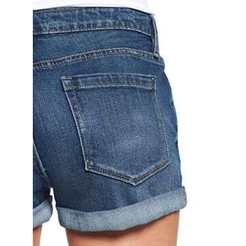 luvamia Women's Ripped Button Fly Denim Shorts High Waisted Folded Hem Short Denim Jeans, F Denim Blue Size XX-Large