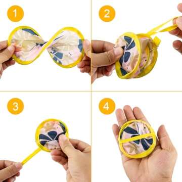 Elegant 4 Pcs Round Foldable Hand Fans Set in Floral Design