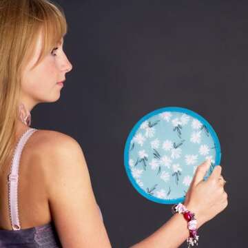 Elegant 4 Pcs Round Foldable Hand Fans Set in Floral Design