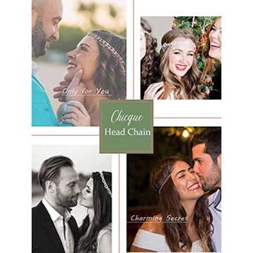 Chicque Boho Head Chain Crescent Head Jewelry Rhinestone Headpiece Moon Hair Chain Wedding Festival Hair Accessories for Women and Girls