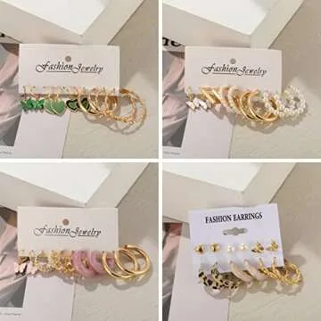 32 Pairs Gold Hoop Earrings Set for Women