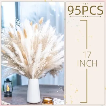 95PCS Dried Pampas Grass Bouquet for Elegant Decor