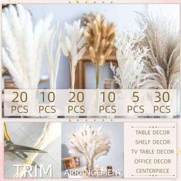 95PCS Dried Pampas Grass Bouquet for Elegant Decor