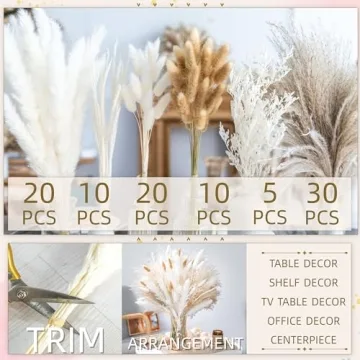95PCS Dried Pampas Grass Bouquet for Elegant Decor