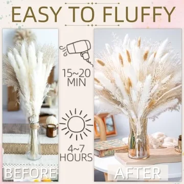 95PCS Dried Pampas Grass Bouquet for Elegant Decor