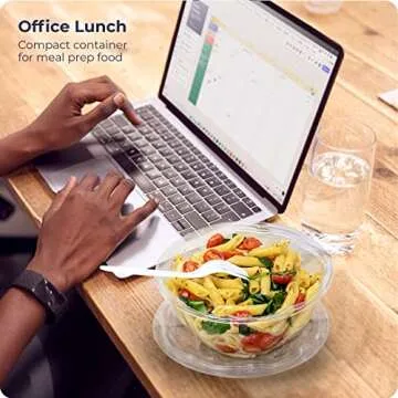 Fit Meal Prep 50 Pack 32 oz Disposable Plastic Clear Salad Bowls with Airtight Lids, Crystal Salad Bowls To Go for Lunch, BPA Free Food Takeout Containers, Acai Bowls for Uber Eats, Party, Severing