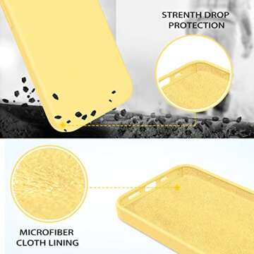 GUAGUA Compatible with iPhone 13 Pro Max Case 6.7 Inch Liquid Silicone Soft Gel Rubber Slim Microfiber Lining Cushion Texture Cover Shockproof Protective Phone Case for iPhone 13 Pro Max, Yellow