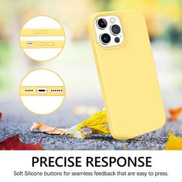 GUAGUA Compatible with iPhone 13 Pro Max Case 6.7 Inch Liquid Silicone Soft Gel Rubber Slim Microfiber Lining Cushion Texture Cover Shockproof Protective Phone Case for iPhone 13 Pro Max, Yellow