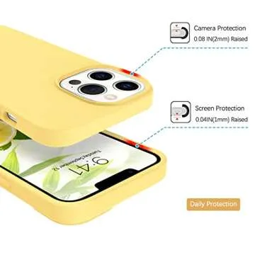 GUAGUA Compatible with iPhone 13 Pro Max Case 6.7 Inch Liquid Silicone Soft Gel Rubber Slim Microfiber Lining Cushion Texture Cover Shockproof Protective Phone Case for iPhone 13 Pro Max, Yellow