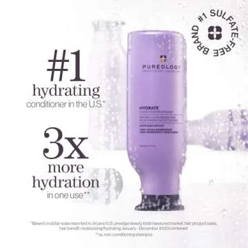 Pureology Hydrate Moisturizing Shampoo | For Medium to Thick Dry, Color Treated Hair | Sulfate-Free | Vegan