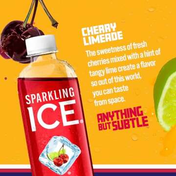 Sparkling Ice Cherry Limeade Sparkling Water, Zero Sugar, Vitamins & Antioxidants, 12 Bottles