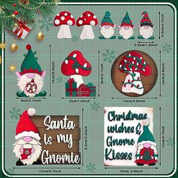 Christmas Decorations - 10 PCS Gnome Christmas Tiered Tray Decor Wooden Signs Christmas Farmhouse Ru...