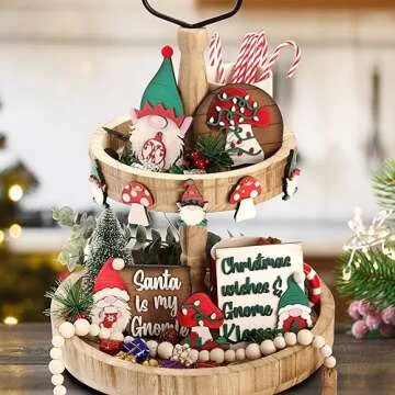 Charming 10 PCS Gnome Tiered Tray Decor for Christmas