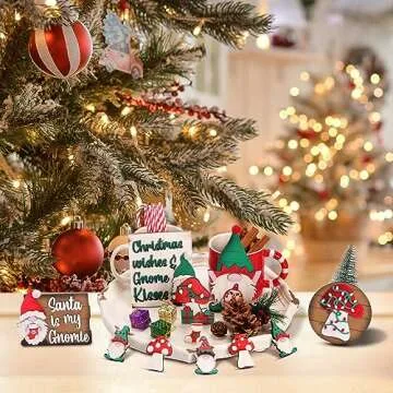 Charming 10 PCS Gnome Tiered Tray Decor for Christmas