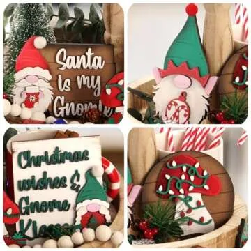 Charming 10 PCS Gnome Tiered Tray Decor for Christmas