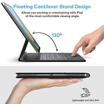 Keyboard Case for iPad Air 11-inch (M2) & iPad Pro 11 inch (1st/2nd/3rd/4th Generation) – Magic-Style Magnetic Keyboard Case with Multi-Touch Trackpad Compatible with 10.9” iPad Air 4th/5th Gen.