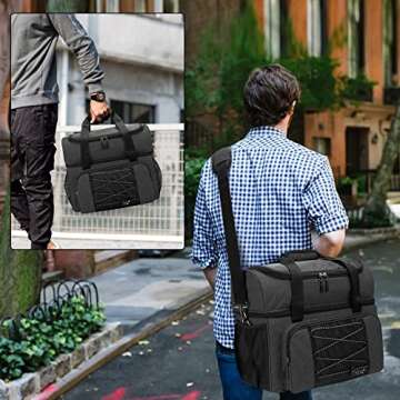 DSLEAF Bowling Bag for 2 Balls with Wooden Holder