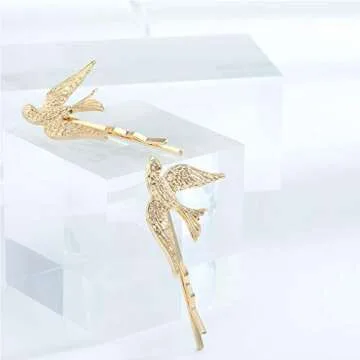 Olbye Sparrow Hair Pins - Gold Bird Hair Clips 2 Pcs