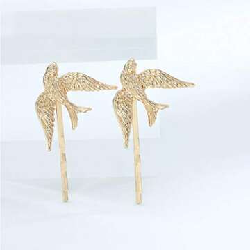 Olbye Sparrow Hair Pins - Gold Bird Hair Clips 2 Pcs