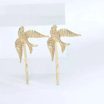 Olbye Sparrow Hair Pins - Gold Bird Hair Clips 2 Pcs
