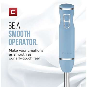 Chefman with Stainless Steel Shaft & Blades Powerful Ice Crushing 2-Speed Control One Hand-Mixer, Purees Smoothie, Sauces & Soups, 300 Watts, Wink