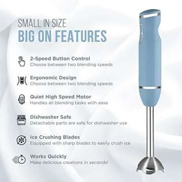 Chefman Immersion Blender - Powerful 300W One-Hand Mixer