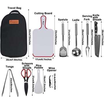 14pcs Travel Camping Kitchen Utensil Set for Outdoor Cooking