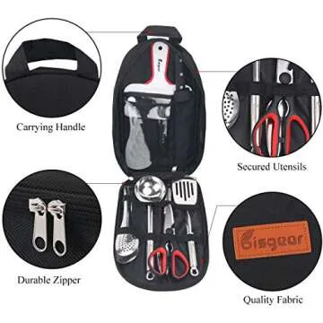 14pcs Travel Camping Kitchen Utensil Set for Outdoor Cooking