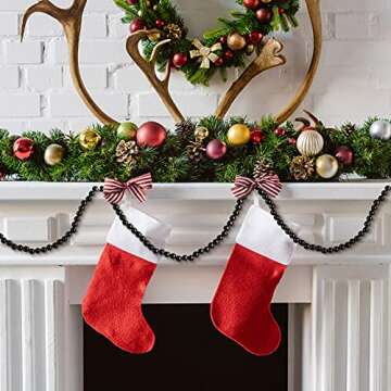 Hicarer Christmas Wooden Bead Garland Wood Bead Garland Christmas Tree Decorations for Christmas Holiday Favors, 12 Feet (Black)