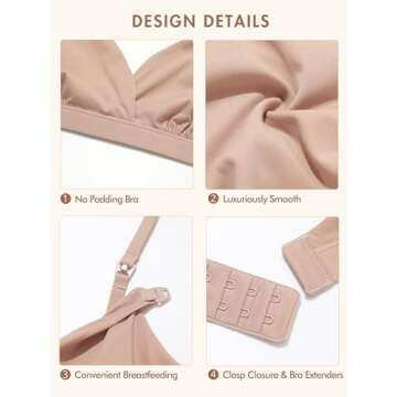 MOMANDA Women’s Inbarely Nursing Bras Wireless Bralette V Neck Seamless No Underwire Maternity Bra for Breastfeeding Black Medium