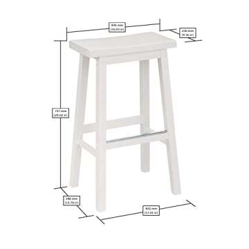 Amazon Basics Solid Wood Saddle-Seat Kitchen Island Counter Barstool, 29-Inch Height, White - Set of 2
