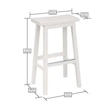Amazon Basics Solid Wood Saddle-Seat Kitchen Island Counter Barstool, 29-Inch Height, White - Set of 2