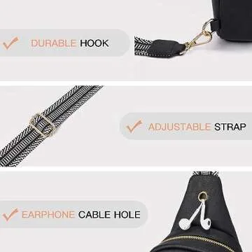 Telena Sling Bag for Women Vegan Leather Small Fanny Pack Crossbody Bags Chest Bag for Women Black