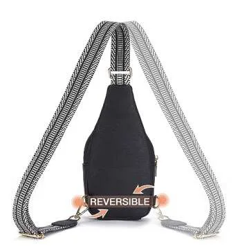 Telena Sling Bag for Women Vegan Leather Small Fanny Pack Crossbody Bags Chest Bag for Women Black
