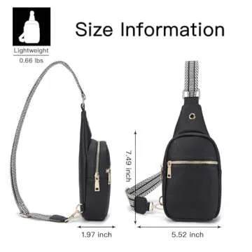 Telena Sling Bag for Women Vegan Leather Small Fanny Pack Crossbody Bags Chest Bag for Women Black
