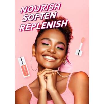 FEIMINI Hydrating Lip Glow Oil, Clear Plumping Lip Gloss, Long Lasting, Moisturizing, Non-Sticky, Ti...