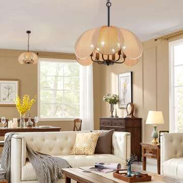 Avzkcy 22" Modern Chandelier, 6-Light Flower Pendant Lighting Fixtures Height Ajustable Hanging Ceil...