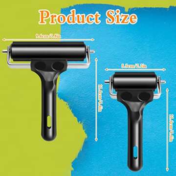 Aipaide 2 Pcs Rubber Glue Roller for Construction Tools, Printmaking, Ink Paint Block Stamping Brayers 3.8 and 2.2 Inch, Black