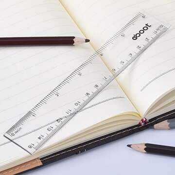 Plastic Ruler Straight Ruler Plastic Measuring Tool 12 Inches and 6 Inches, Clear, 2 Pieces