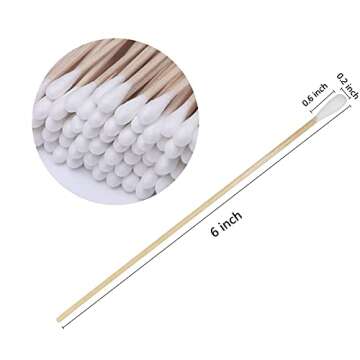 500 Count 6" Long Wooden Cotton Swabs For Pet ear care Cleaning,Gun Cleaning, Electronics,Jewelry, Cleaning Makeup, Arts and Crafts