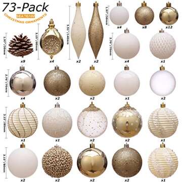 Sea Team 73-Pack Shatterproof Ornaments for Holidays