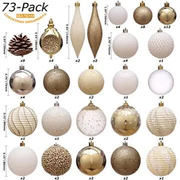Sea Team 73-Pack Shatterproof Ornaments for Holidays