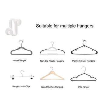 60 Pcs Clothes Hanger Connector Hooks Space Saving Solution