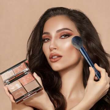 Makeup Brush Set, EIGSHOW Professional Makeup Brushes Kit Foundation Powder Concealers Eye Shadows Makeup 15 Piece for Eye Face Liquid Cream Cosmetics Brushes Kit Best Birthday Gift for Women(BLUE)