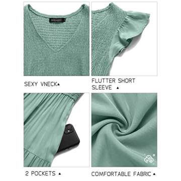 Stylish MEROKEETY Women's Ruffle Midi Dress for Summer